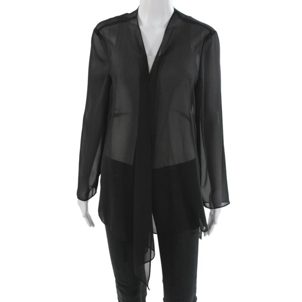 Alex Womens Black V Neck Cardigan Long Sleeve Polyester Size 1X